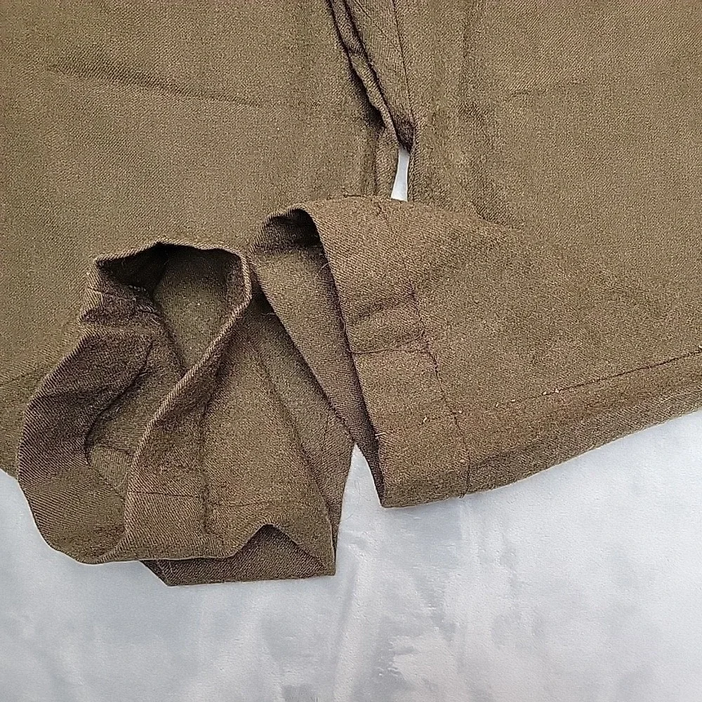 VTG French Military Pants Men 36x28 Brown Wool Service Trousers‎ Button Fly 50s